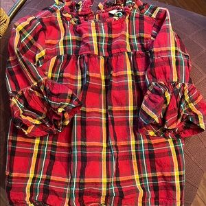 - Red and Green Plaid Blouse for Casual Wear